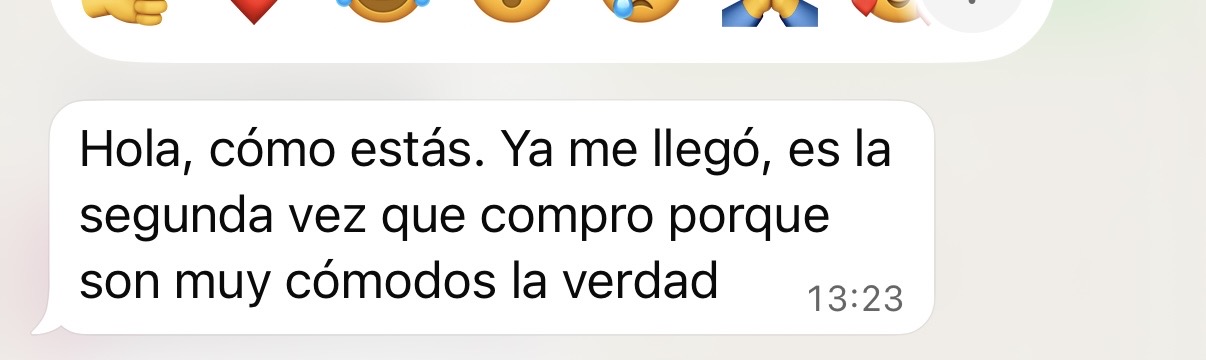 Mensaje de una clienta: es la segunda vez que compro